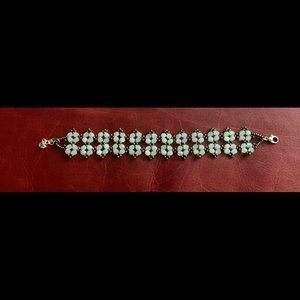 Vintage Sterling Silver and Jade Bracelet